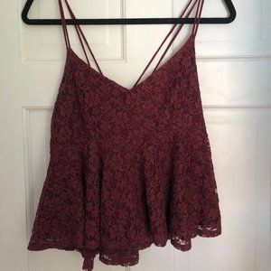 Abercrombie Wine colored Lace Peplum Top